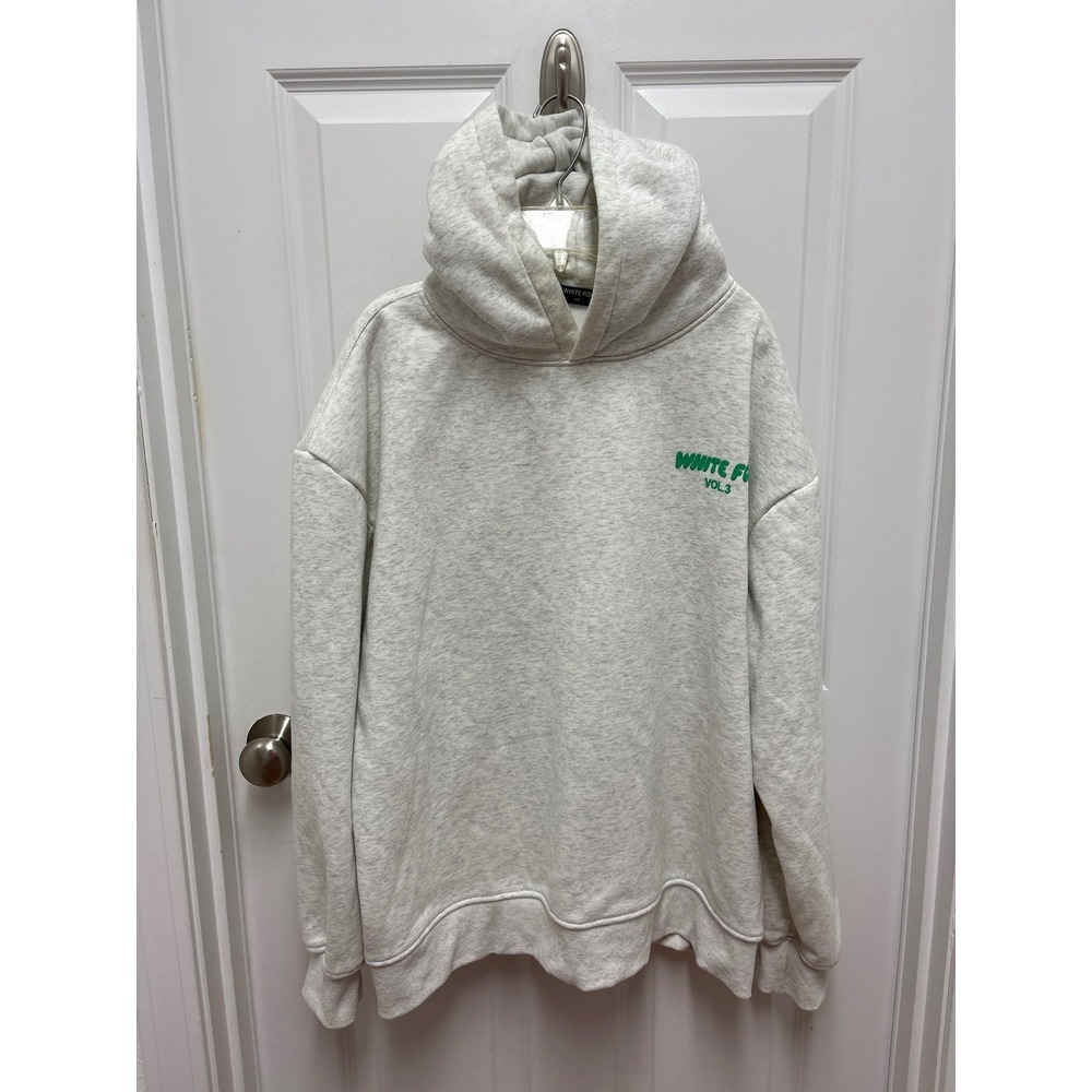 White Fox Boutique Vol 3 Oversized Hoodie Grey Marle Green Puff Print L/XL